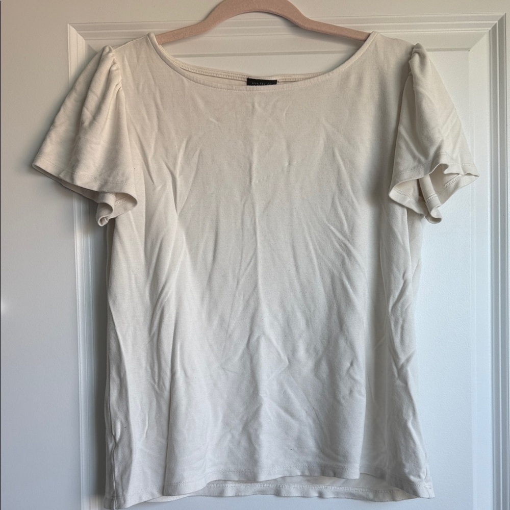 Ann Taylor Cream Short Sleeve Top